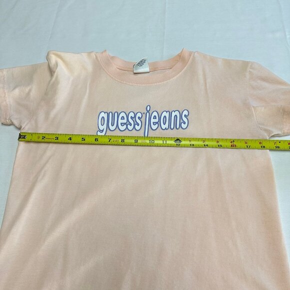 Vintage Y2K 90s Guess Womens Pink Baby Tee Size M/L Spellout Short Sleeve Top - Picture 7 of 9